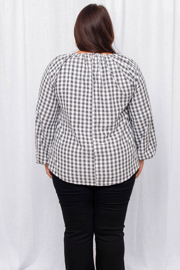 Uptown Girl Blouse, Charcoal