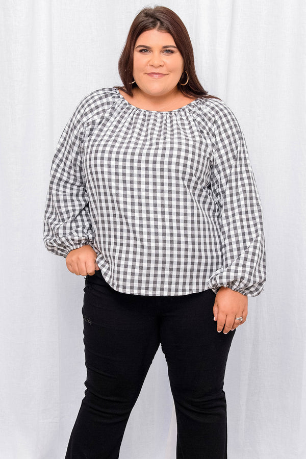 Uptown Girl Blouse, Charcoal