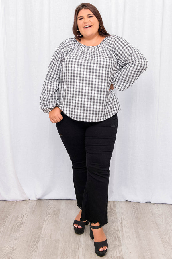 Uptown Girl Blouse, Charcoal
