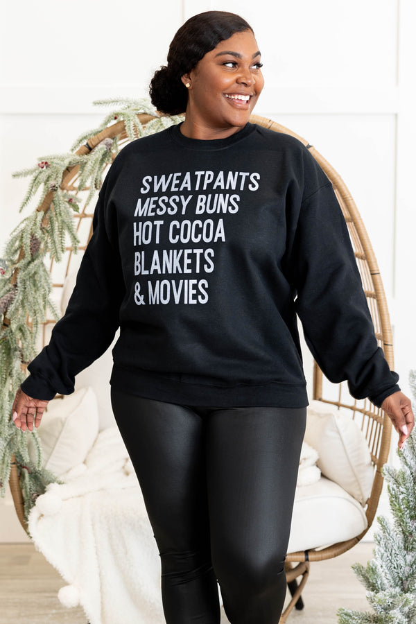 A Cozy Night At Home Sweatshirt, Black – Chic Soul