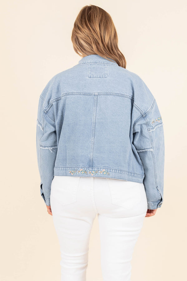 Chic Soul plus size clothing, light wash denim jacket
