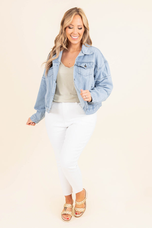 Chic Soul plus size clothing, light wash denim jacket