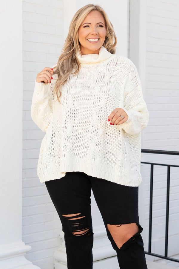 Plus size clearance white turtleneck sweater