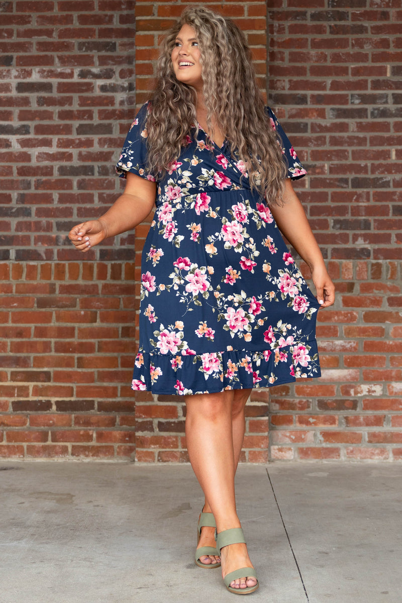 Plus size on sale floral mini dress