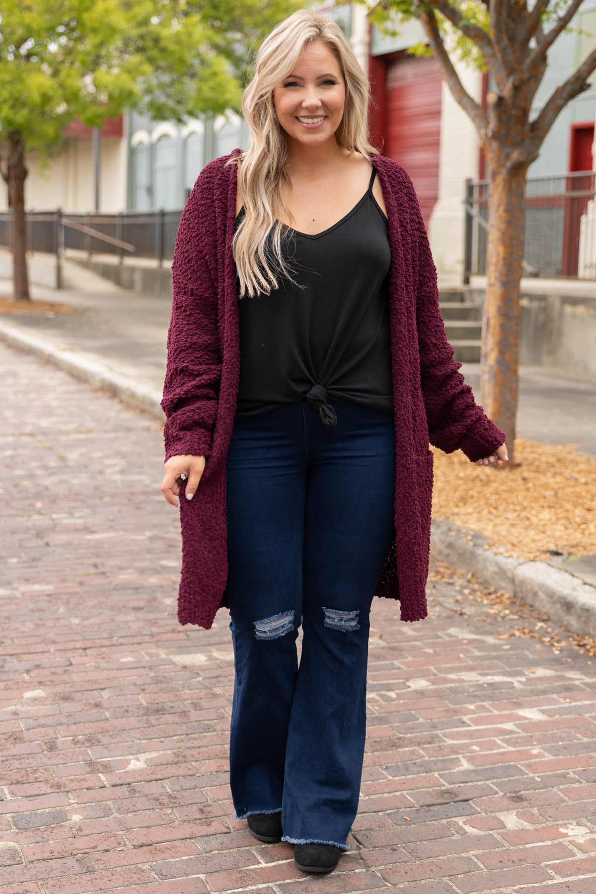 All The Warmth Cardigan Burgundy Chic Soul