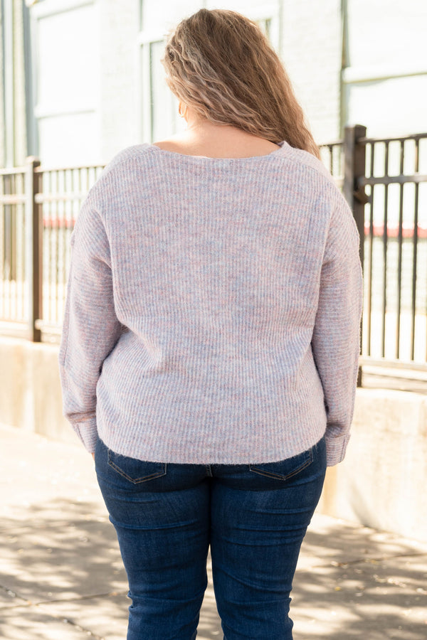 Chic Soul plus size clothing, pink long sleeve sweater