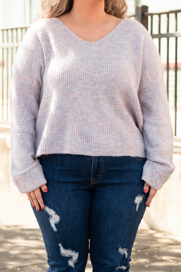 Chic Soul plus size clothing, pink long sleeve sweater