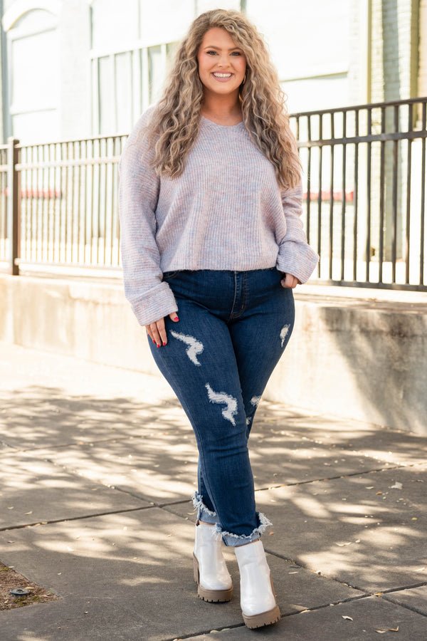 Chic Soul plus size clothing, pink long sleeve sweater