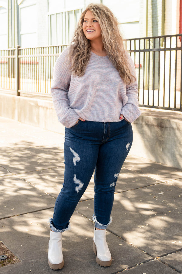 Chic Soul plus size clothing, pink long sleeve sweater