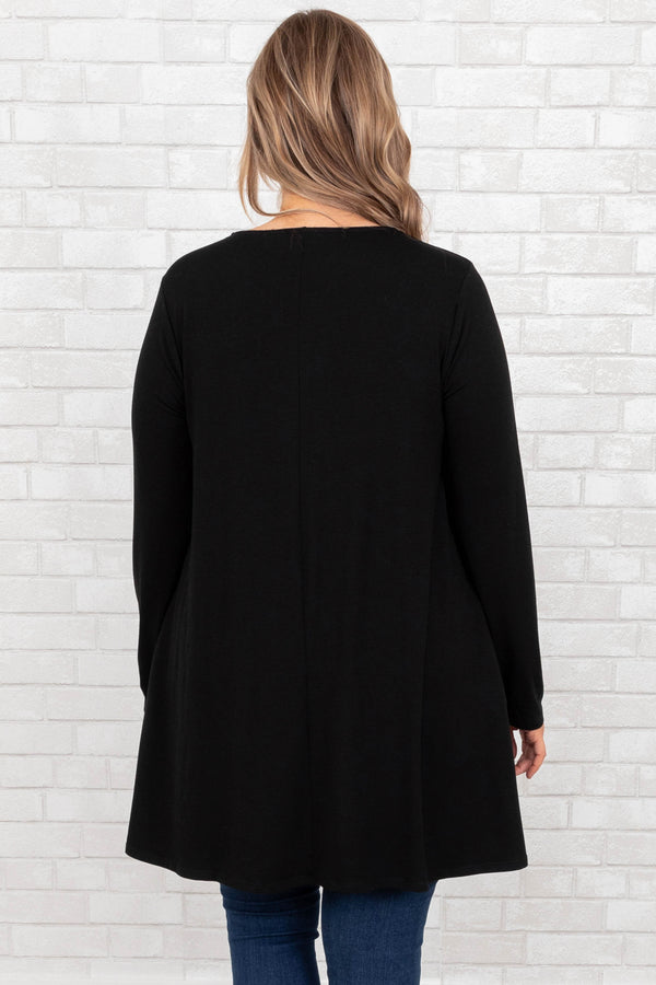 Chic Soul plus size clothing, black flowy tunic