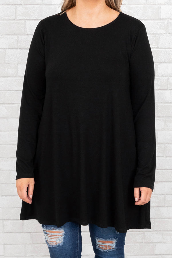 Chic Soul plus size clothing, black flowy tunic