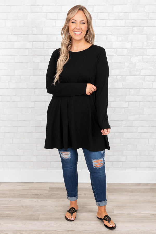 Chic Soul plus size clothing, black flowy tunic