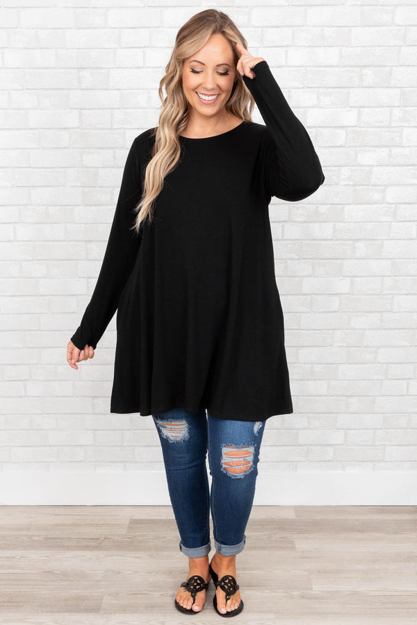 Chic Soul plus size clothing, black flowy tunic