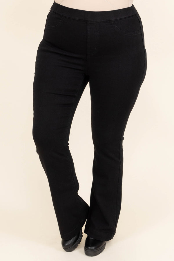 Chic Soul plus size clothing, black flared jeggings