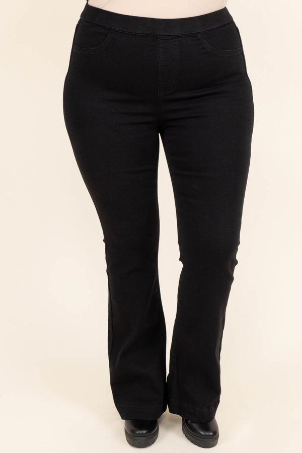 Chic Soul plus size clothing, black flared jeggings