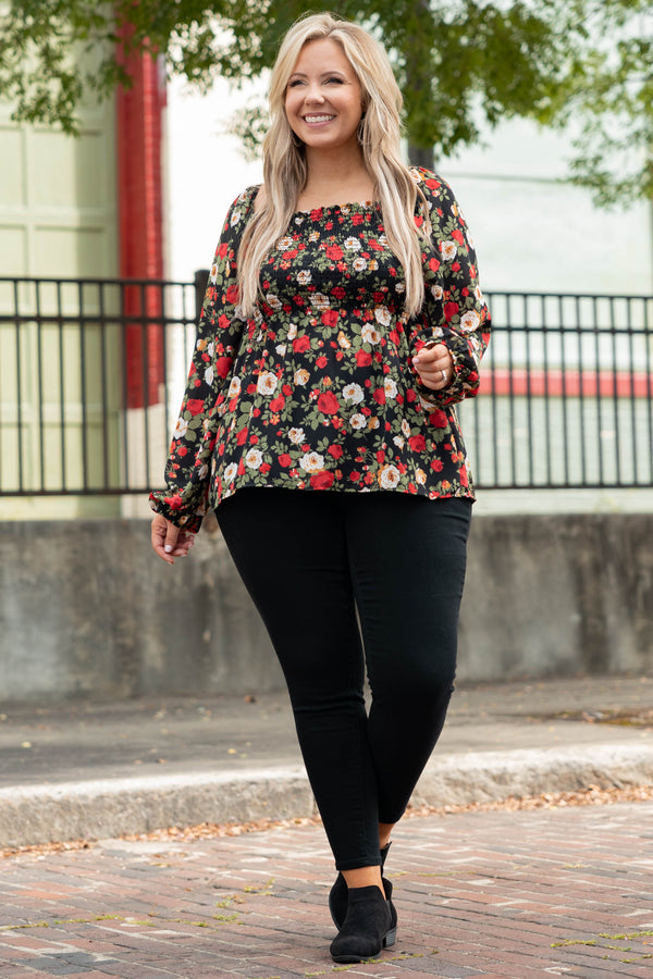 Busy Night Out Blouse, Red-Mustard