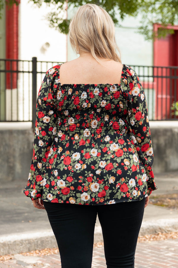 Busy Night Out Blouse, Red-Mustard