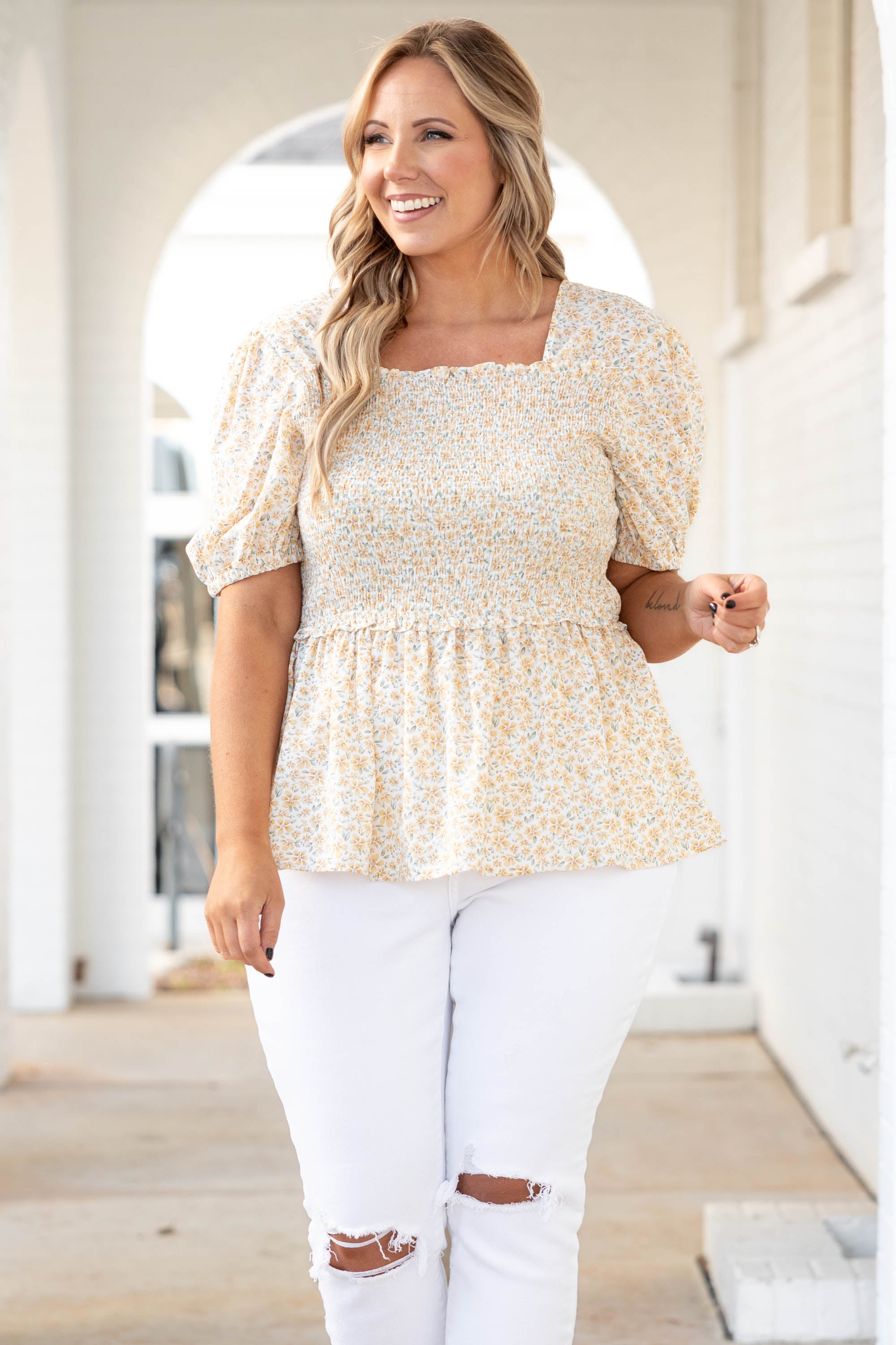 bright yellow plus size tops