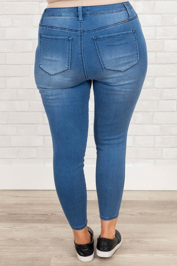 Chic Soul plus size clothing, medium wash skinny jeans