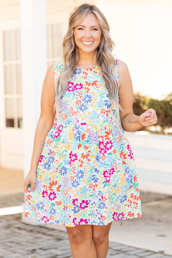 Chic Soul plus size clothing, multicolor floral design dress