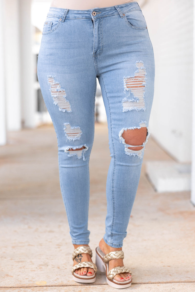 Casual Chase Jeggings, Light Blue – Chic Soul