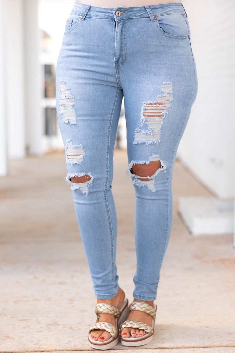 Casual Chase Jeggings, Light Blue – Chic Soul