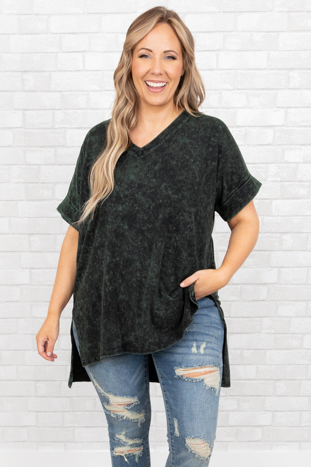 Comfy Travels Top, Neon Army Mineral Wash – Chic Soul