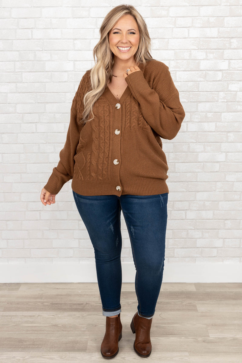 Cozy And Cute Cardigan, Brown – Chic Soul