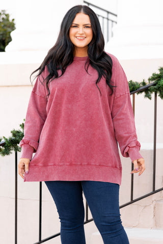 Cozy Pullover, Wine – Chic Soul