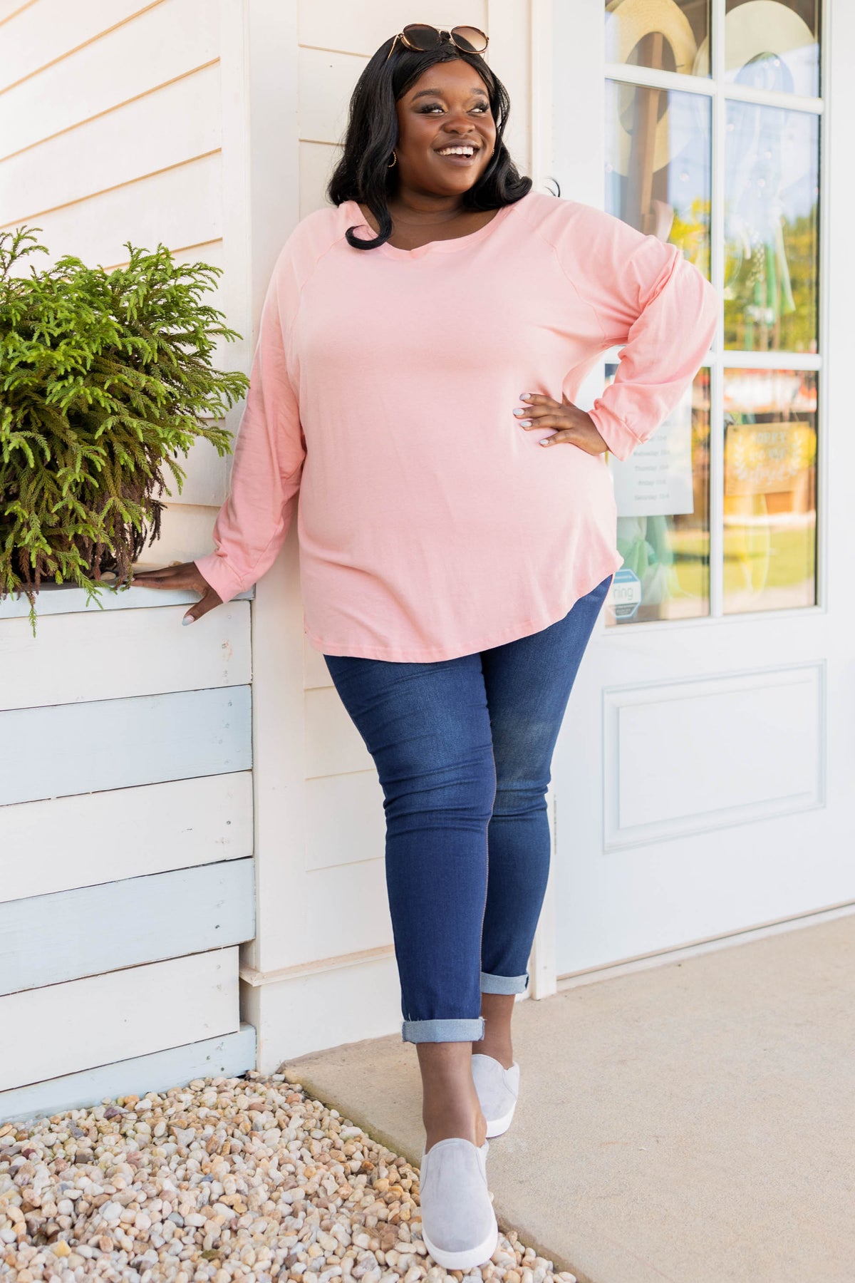 Women's Plus Size Dusty Pink Dolman Tunic Top | Chic Soul