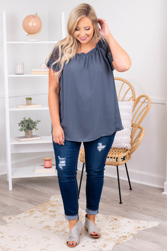 Like Sparkling Wine Top, Dusty Blue – Chic Soul
