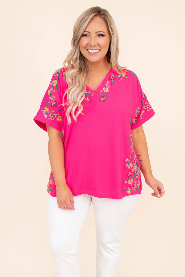 Wondering About You Top, Hot Pink – Chic Soul