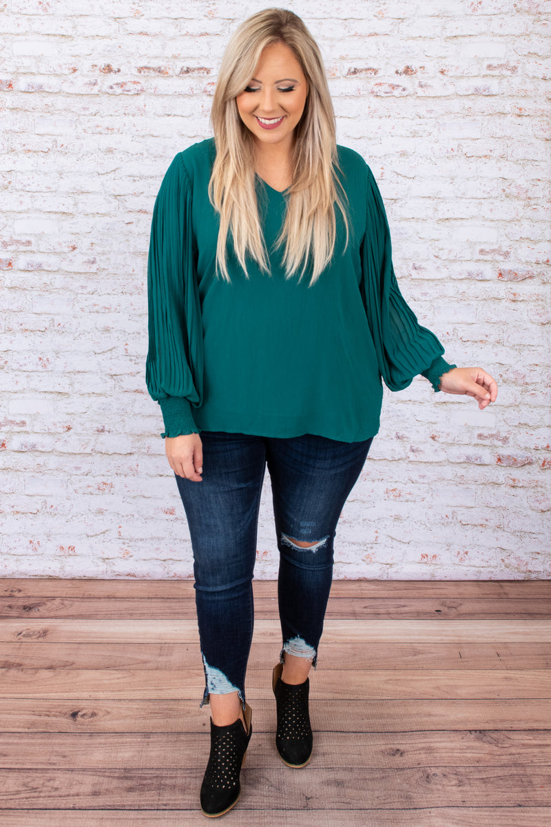 Green dressy outlet blouse