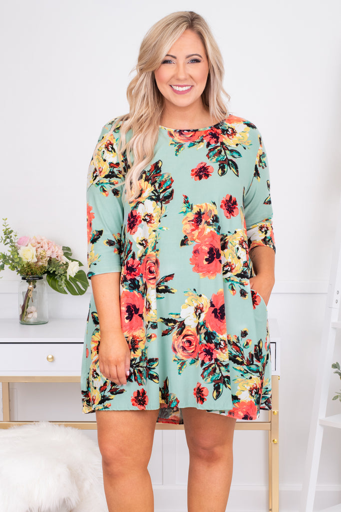 Floral Envy Dress, Sage – Chic Soul