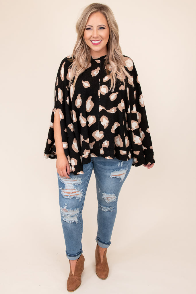 Found Another Crush Poncho, Black Leopard – Chic Soul