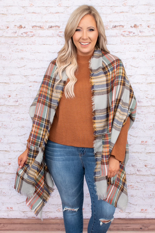 oversized, layering, pattern, plaid, raw hem, neutral, fall, shawl, trendy, comfy