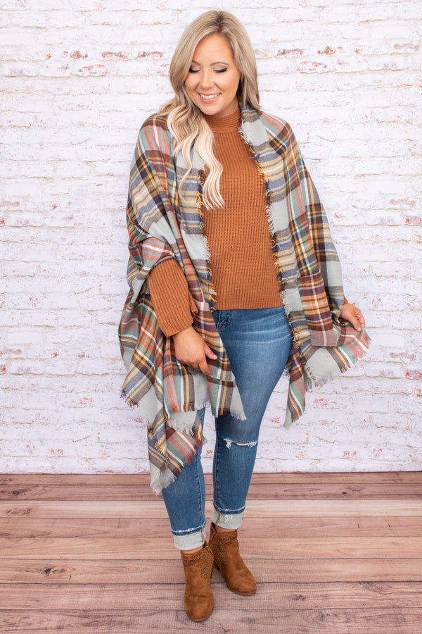 oversized, layering, pattern, plaid, raw hem, neutral, fall, shawl, trendy, comfy