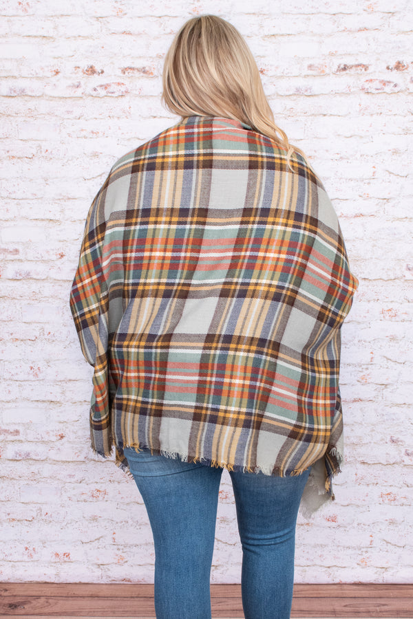 oversized, layering, pattern, plaid, raw hem, neutral, fall, shawl, trendy, comfy