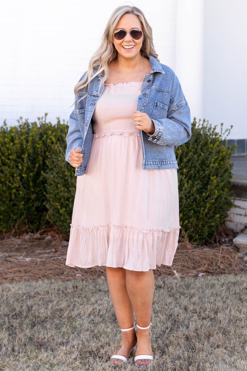 blush casual dress Short Pink Floral Casual Party Dress with Puff Sleeves Blush Bloom / Small
