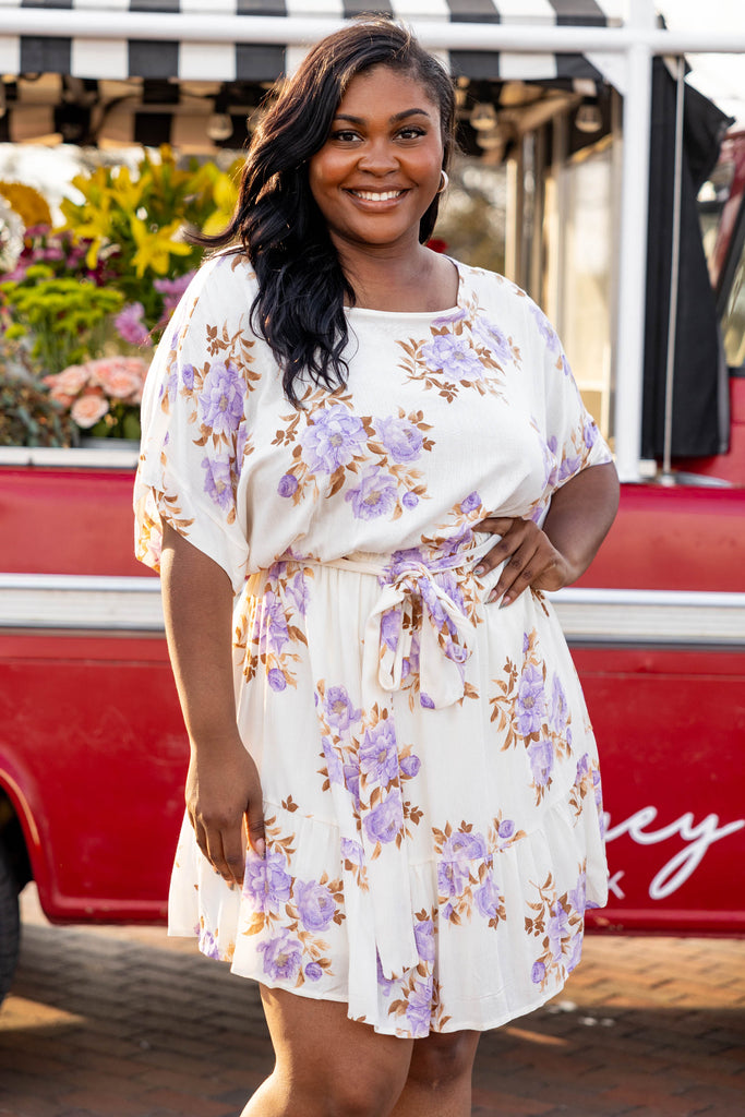 Draped In Florals Dress, Lavender – Chic Soul