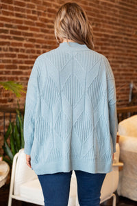 Classyloft Gabriella Jacquard Knit Sweater Top-Light Blue L