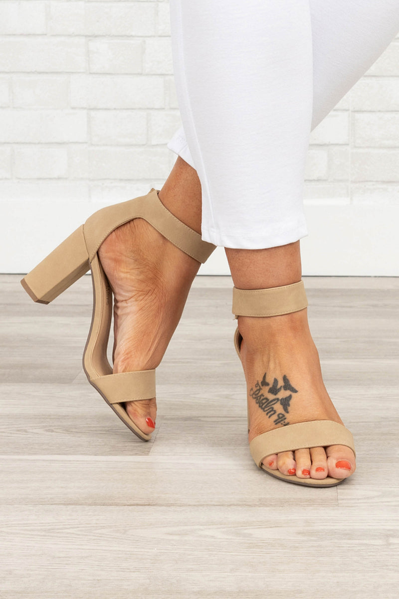 Caramel Leather Comfortable Block Heel Pump - Ally Shoes
