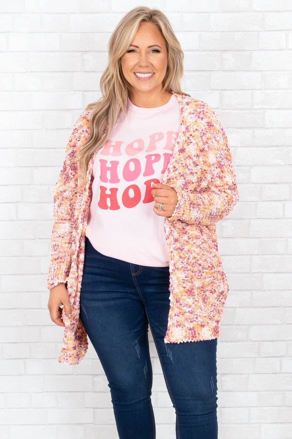 Chic Soul plus size clothing, mauve multi cardigan