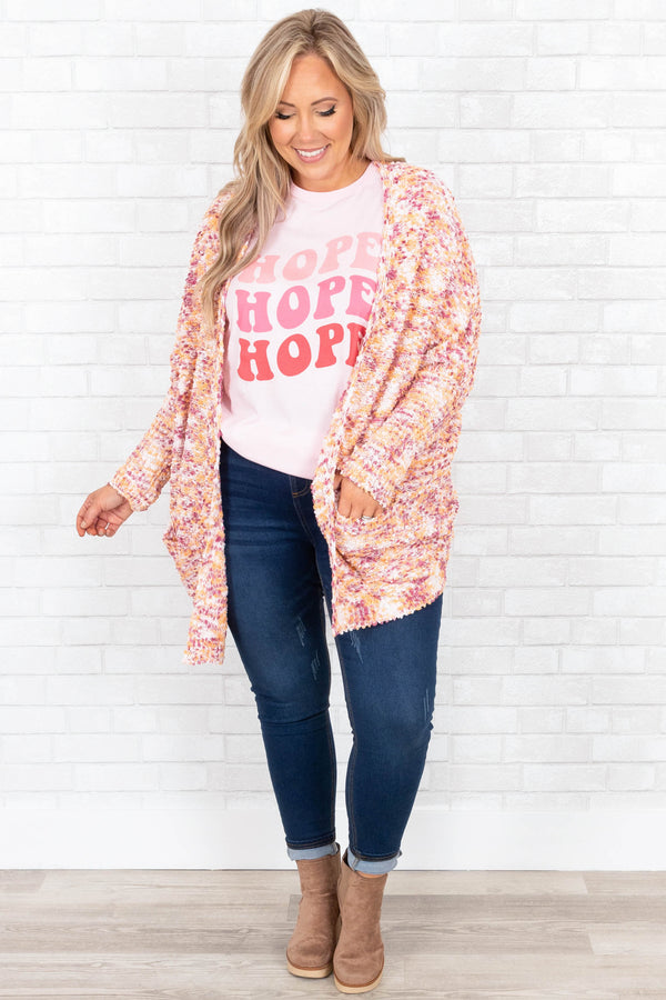 Chic Soul plus size clothing, mauve multi cardigan