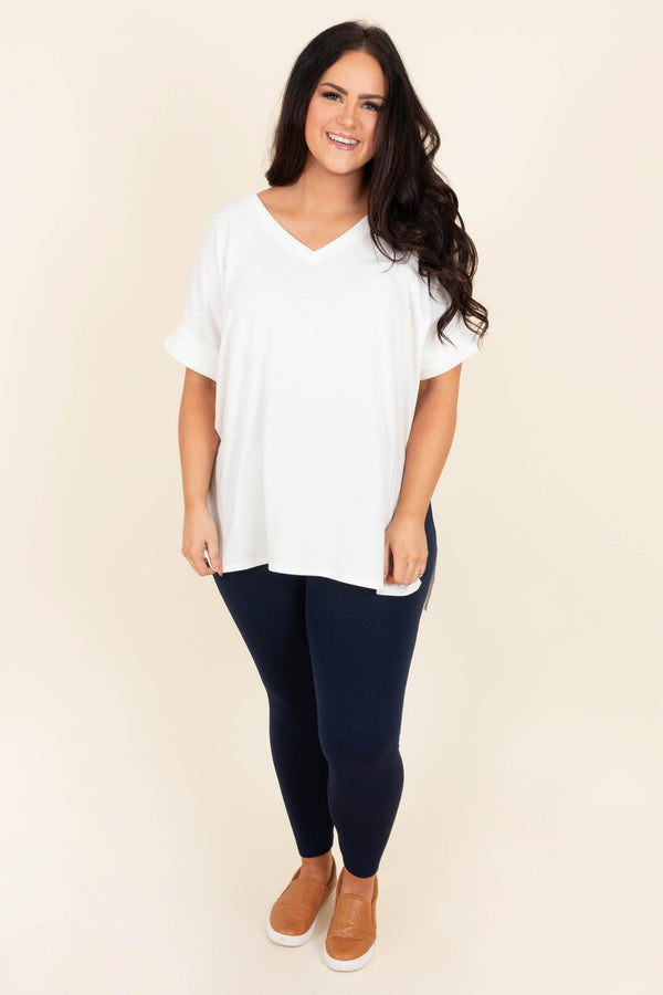 Chic Soul plus size clothing, navy solid high waisted leggings