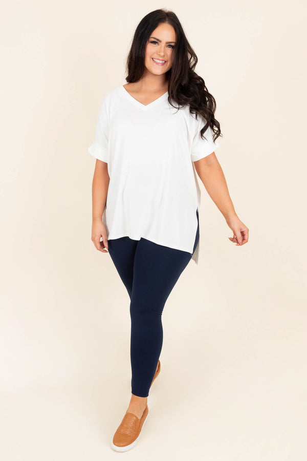 Chic Soul plus size clothing, navy solid high waisted leggings