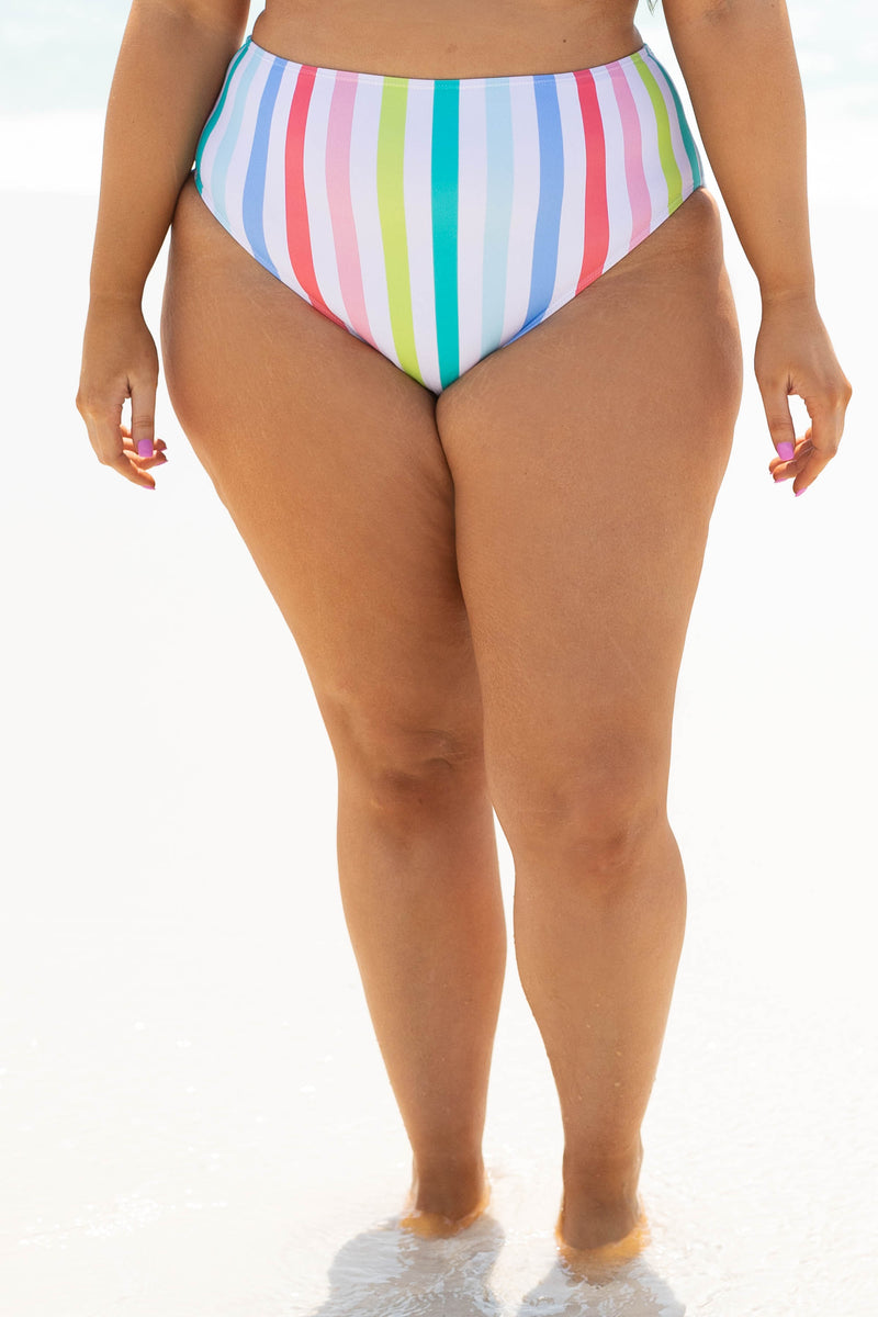 Plus Rainbow Striped Bikini Swimsuit