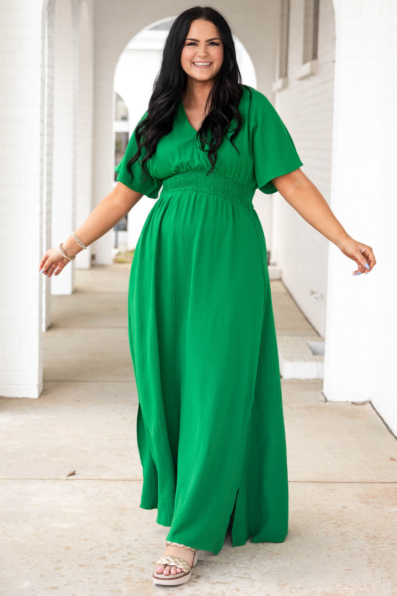 Women's Feeling Good Maxi Dress, Green | Size: 1X By Chic Soul Women's Feeling Good Maxi Dress, Green | Size: 1X By Chic Soul