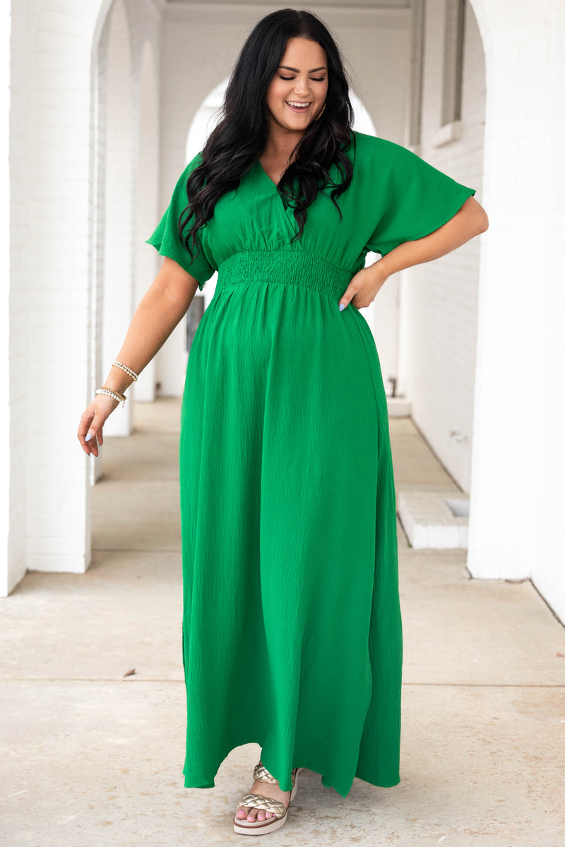 Plus size green maxi dress Outlet