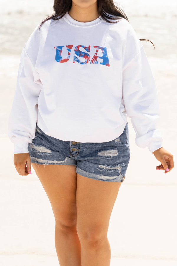 Fireworks In The USA Pullover, White